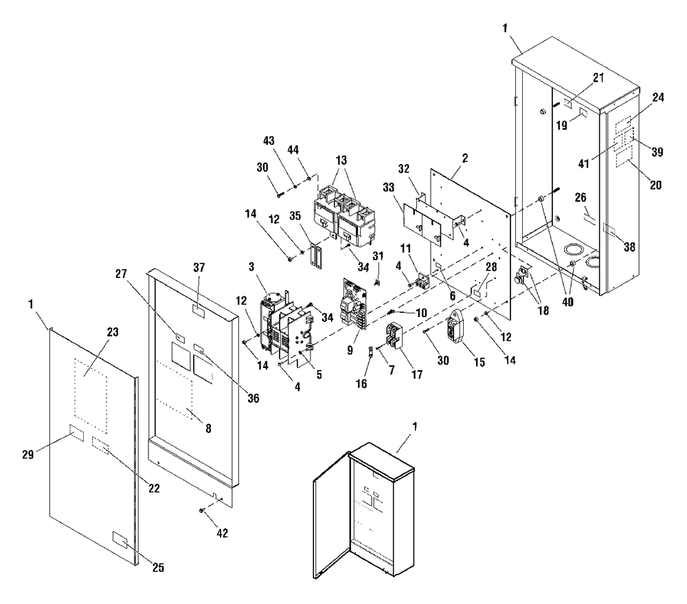 Transfer Switch - Hinged Enclosure (205121) Diagram and Parts List for 071036-00  Briggs and Stratton Generator